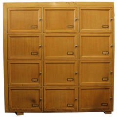 Vintage Wood School Lockers, Two Available