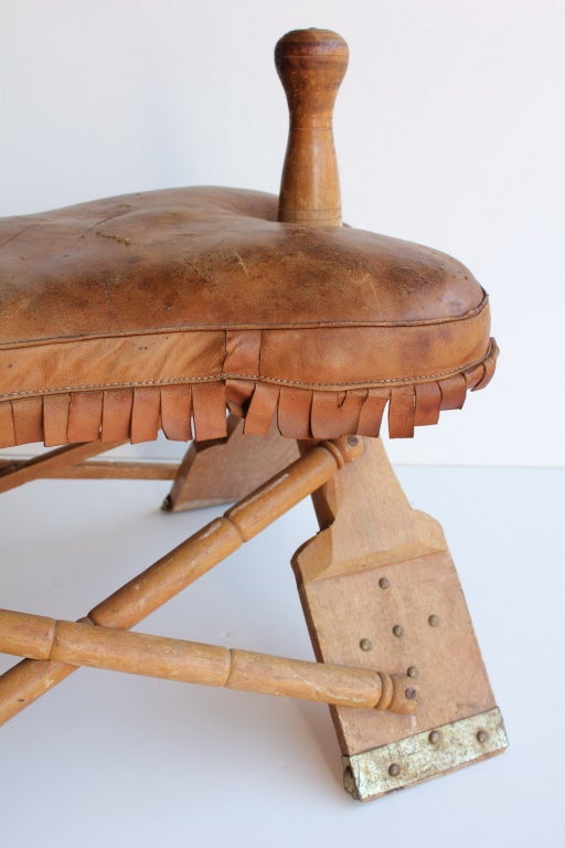 Mid-20th Century Vintage Leather Camel Saddle stool