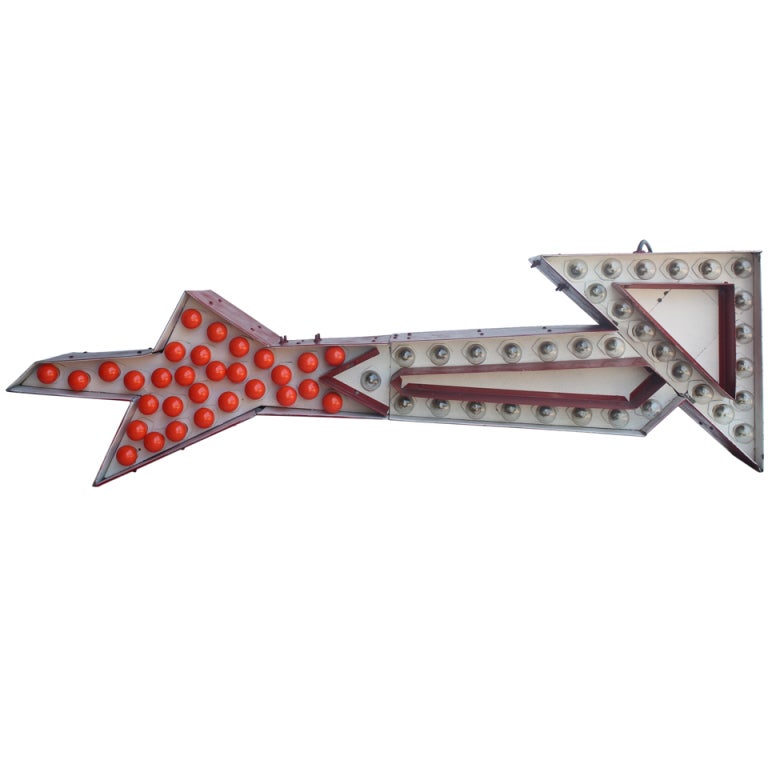 Mid-20th Century 5ft Long Vintage Double Sided Arrow Sign