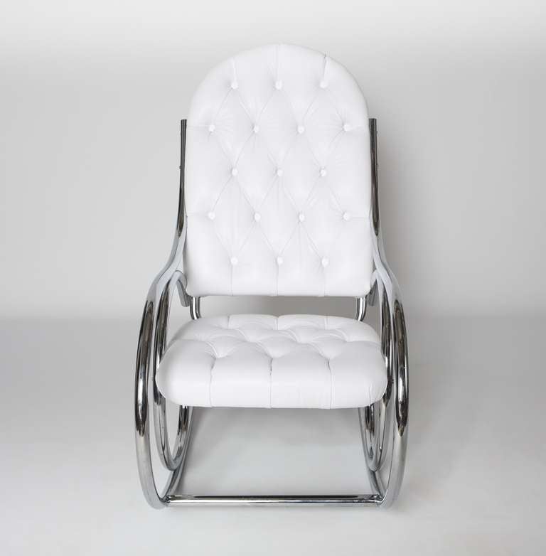 Mid-Century Modern Mid Century Chrome & Leather Rocking Chair