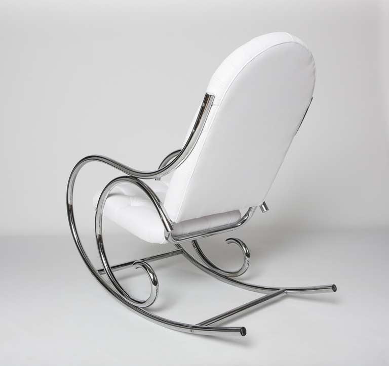 American Mid Century Chrome & Leather Rocking Chair
