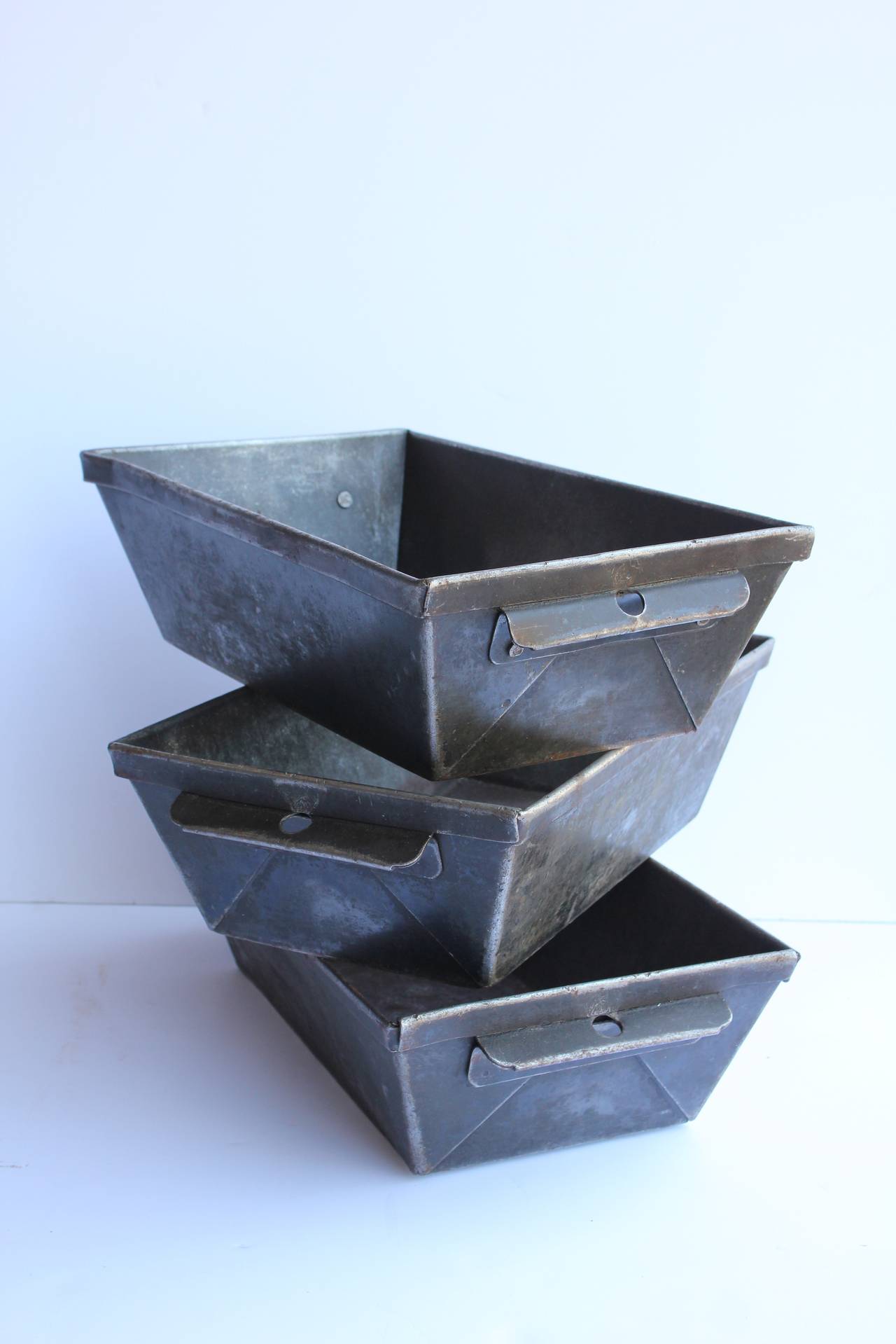 Three Vintage Industrial Metal Bins at 1stDibs