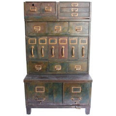 1930's American Industrial metal file cabinet