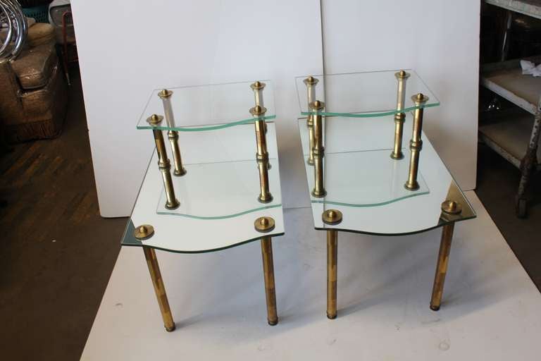 Mid-Century Modern Mid Century Solid Brass Mirrored End Tables For Sale