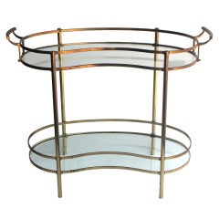 Mid Century Brass Two Tier Table/Serving Cart