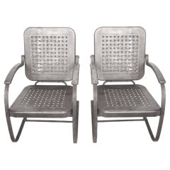 1950's Stamp Sheet Metal Garden Arm Chairs