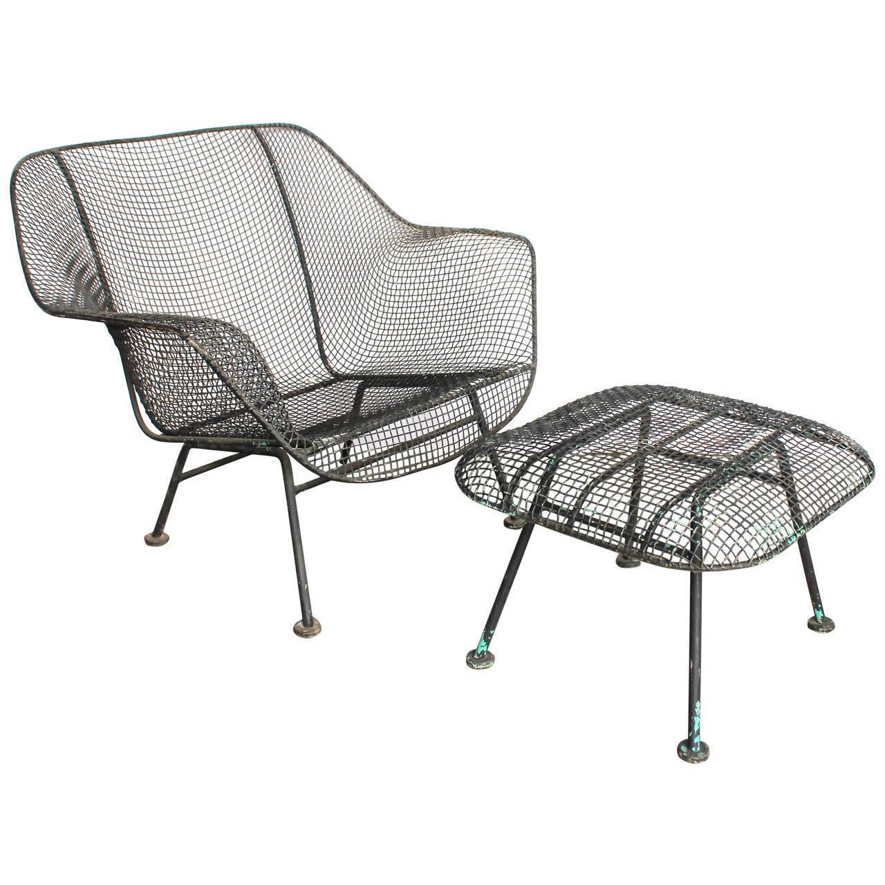 Mid-Century Sculptura Garden Lounge Chair and Ottoman by Woodard