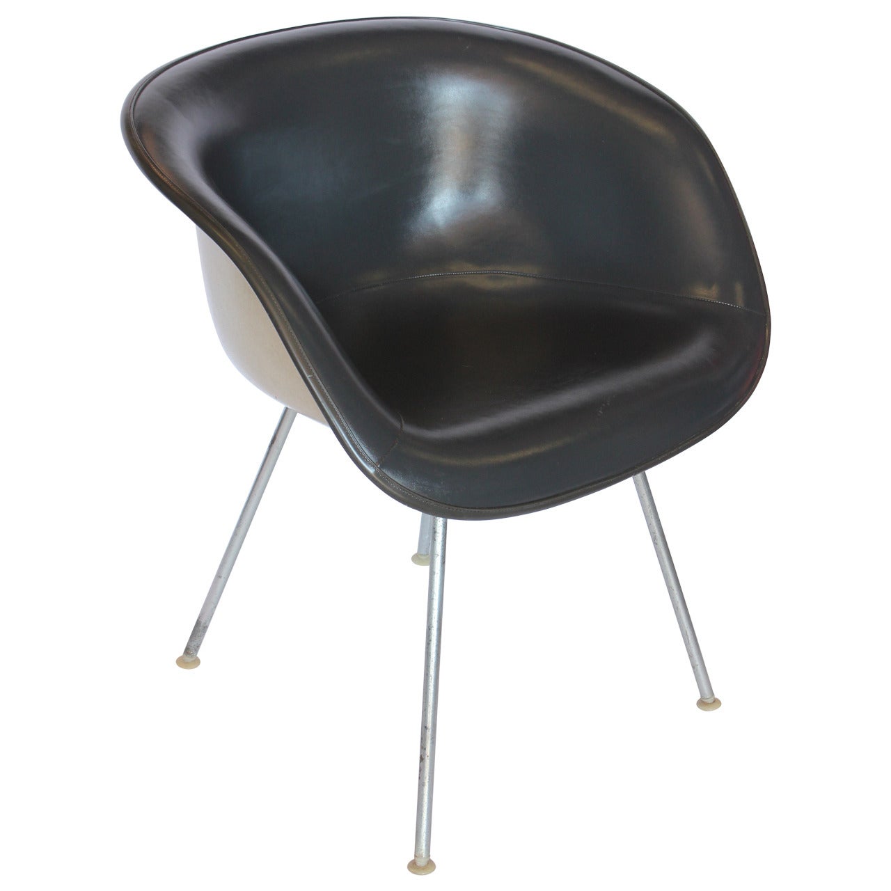 Eames Grey Naugahyde Chair by Herman Miller For Sale