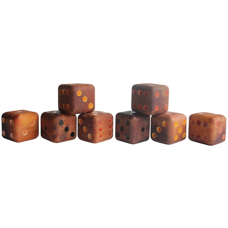 Collection of 8 Mid Century Wooden Dice at 1stdibs