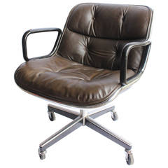Mid-Century Executive Desk Leather Chair by Charles Pollock for Knoll