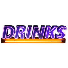 Vintage 1980s Neon Drinks Sign