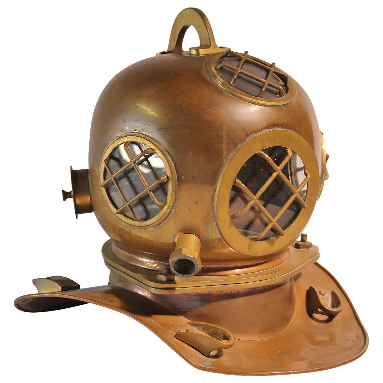 Life-Size Vintage Brass Replica of Diving Helmet at 1stdibs