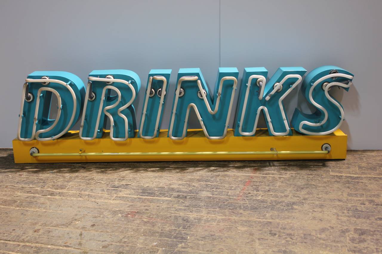 1980s neon drinks sign. New wiring.