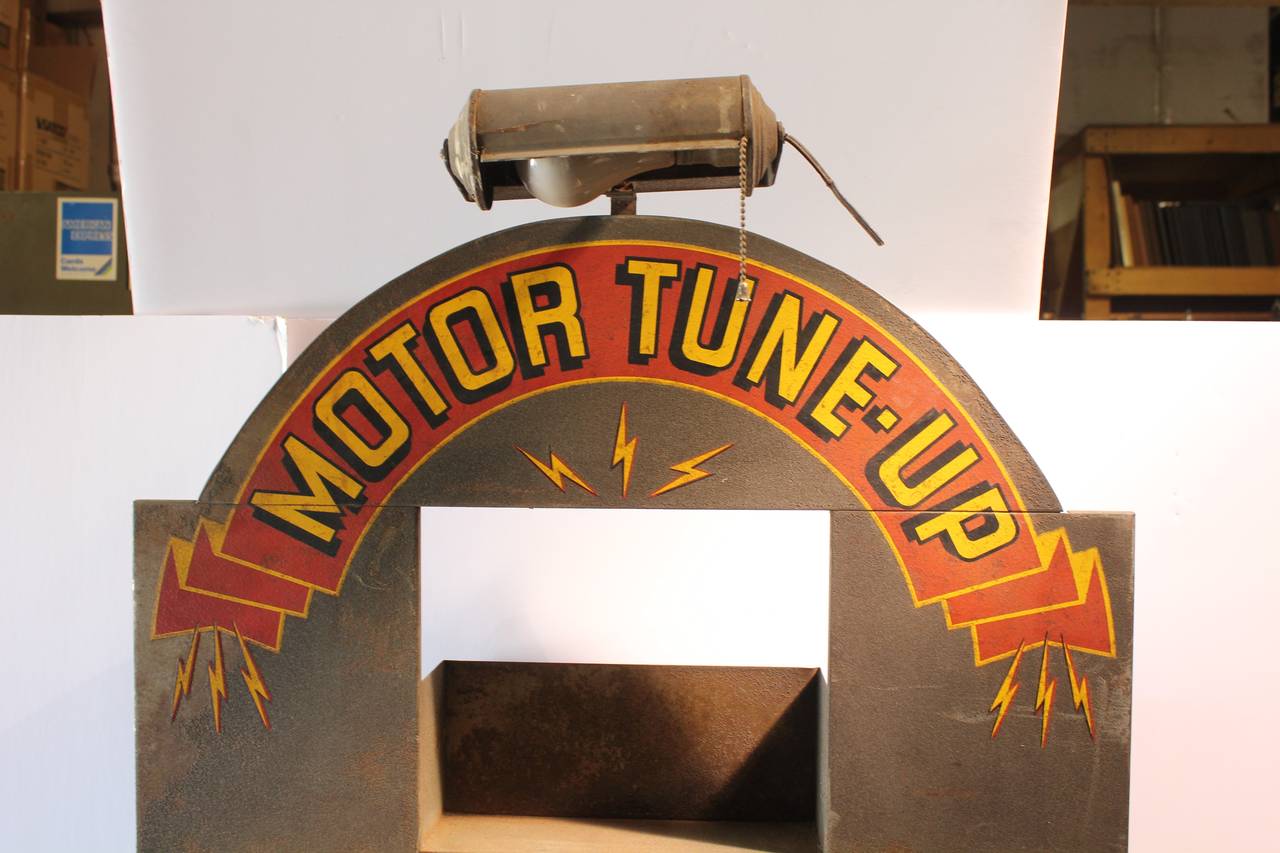 Original 1930's Light Up Motor Tune Up Industrial Metal Cabinet. Original paint.