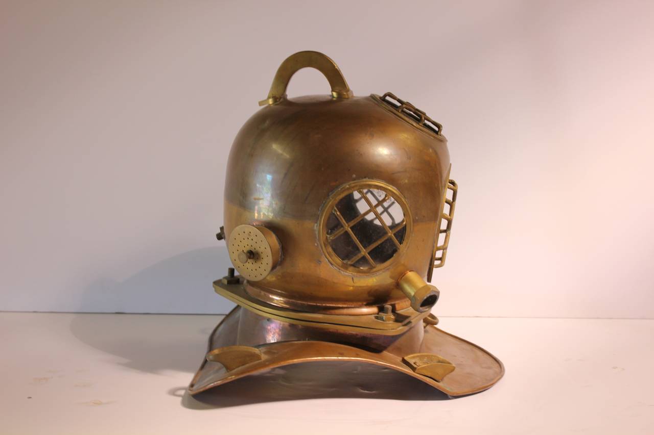 Life-Size Vintage Brass Replica of Diving Helmet In Good Condition In Chicago, IL