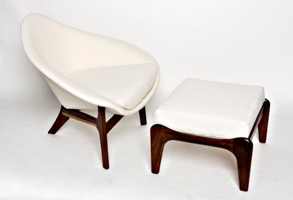 1960's Adrian Pearsall lounge chair and ottoman