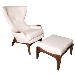 1960's Adrian Pearsall Highback lounge chair and ottoman