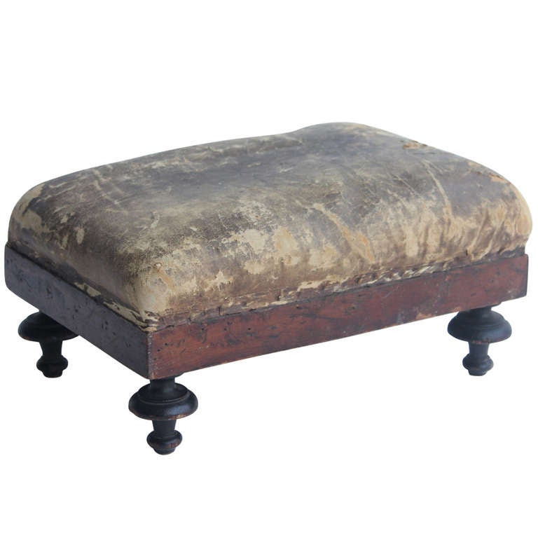 Antique American Leather Foot Stool at 1stdibs