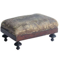 Antique American Leather Foot Stool