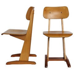1950s Bauhaus German Sled School Chairs by Karl Nothelfer