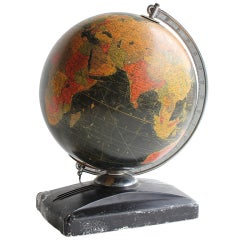 Art Deco Light Up Glass World Globe