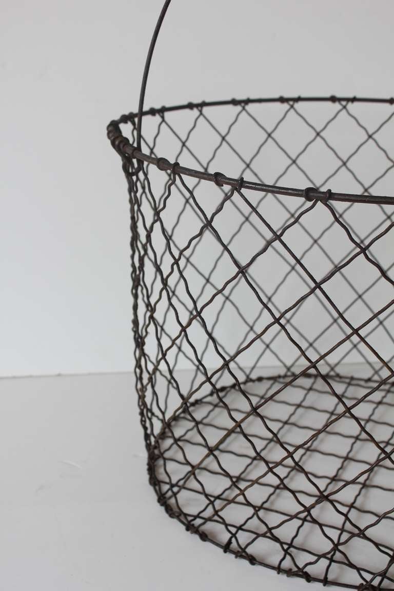 Folk Art Over Sized Antique Wire Basket