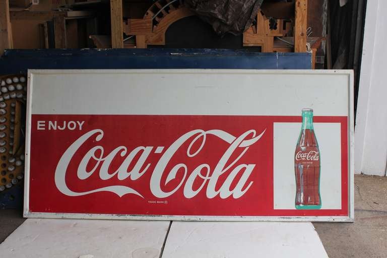Great over sized 1960's original Coca Cola sign with personality panel.
