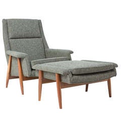 Milo Baughman Style Lounge Chair & Ottoman