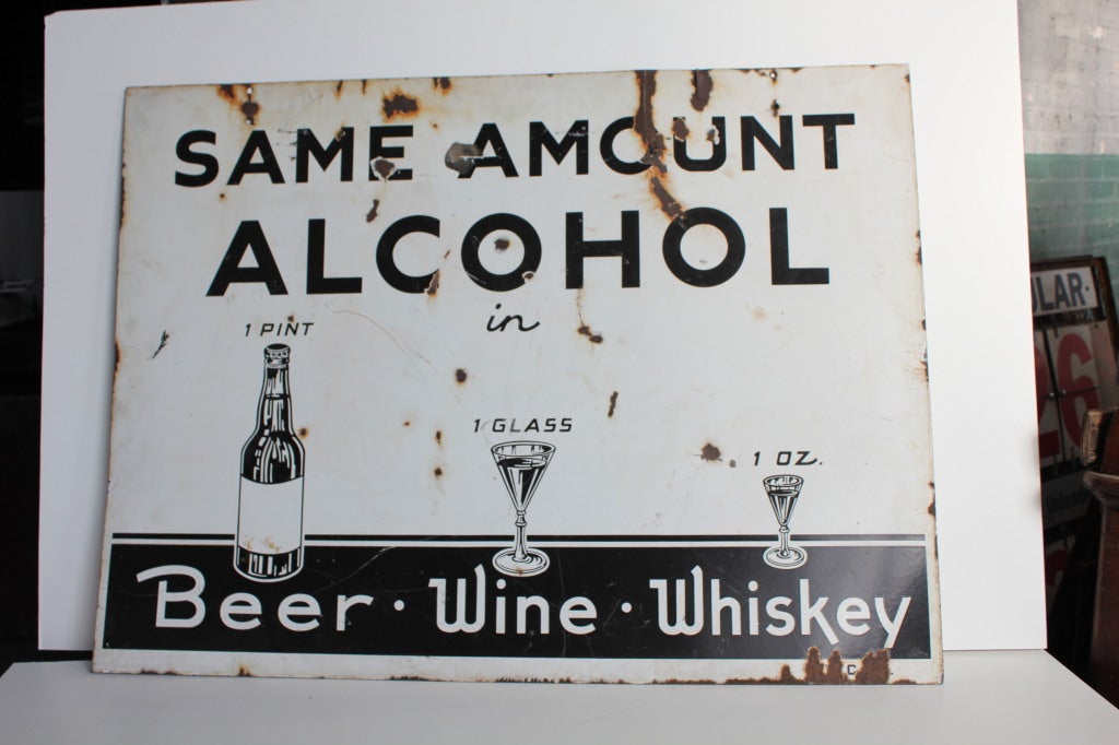 Rare 1930's double sided Prohibition porcelain sign advertising Anti-Alcohol use. The sign was commissioned by Woman's Christian Temperance Union.