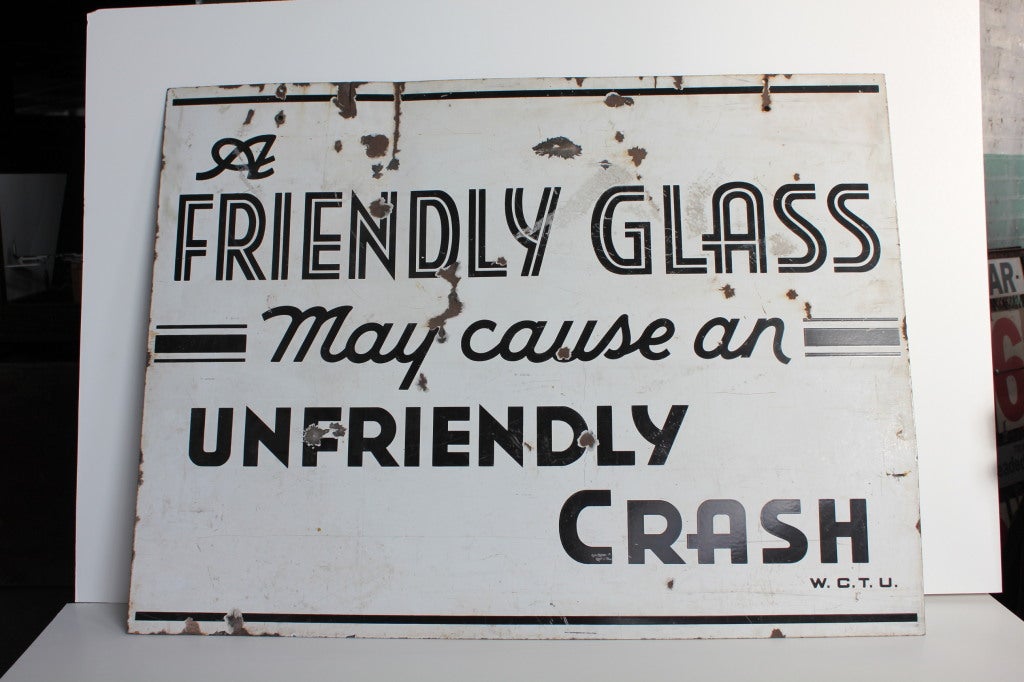 American 1930's double sided WCTU Prohibition Porcelain Sign