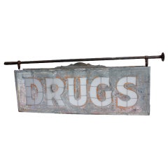 1920's Double Sided Tin Pre-Neon " Drugs " sign