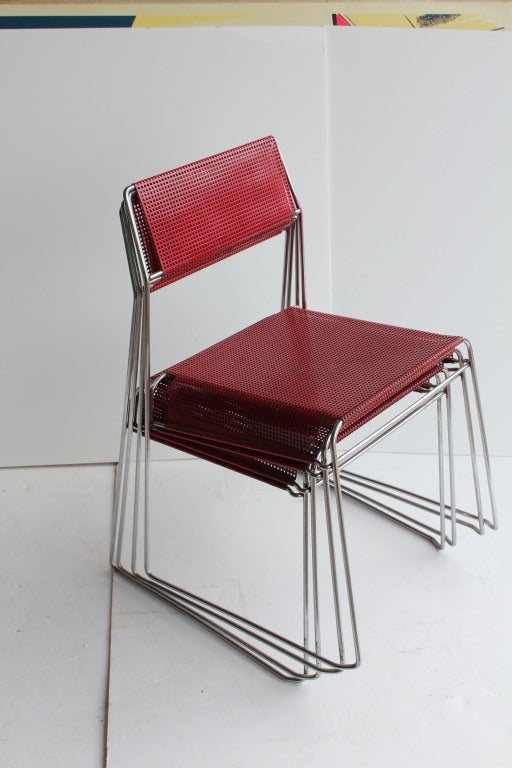 Modern Sheer Metal Bistro/Garden Stacking Chairs For Sale 2