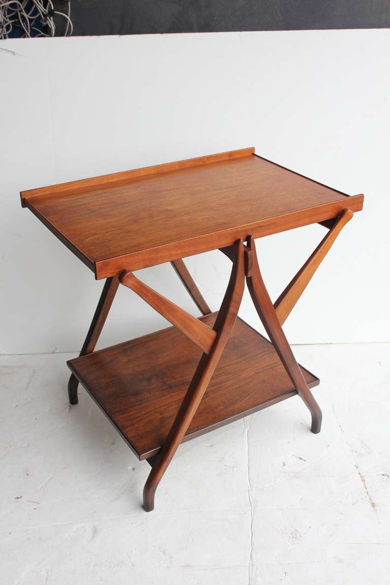 American 1950's Walnut Serving Table/Cart by Kipp Stewart for Drexel For Sale
