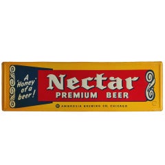 1950's Advertising Metal Sign For Nectar Beer