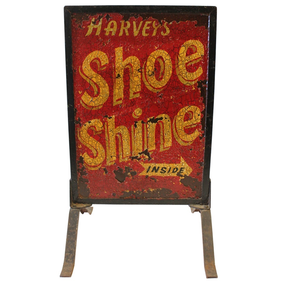Antique Free Standing Double Sided Shoe Shine Stand For Sale