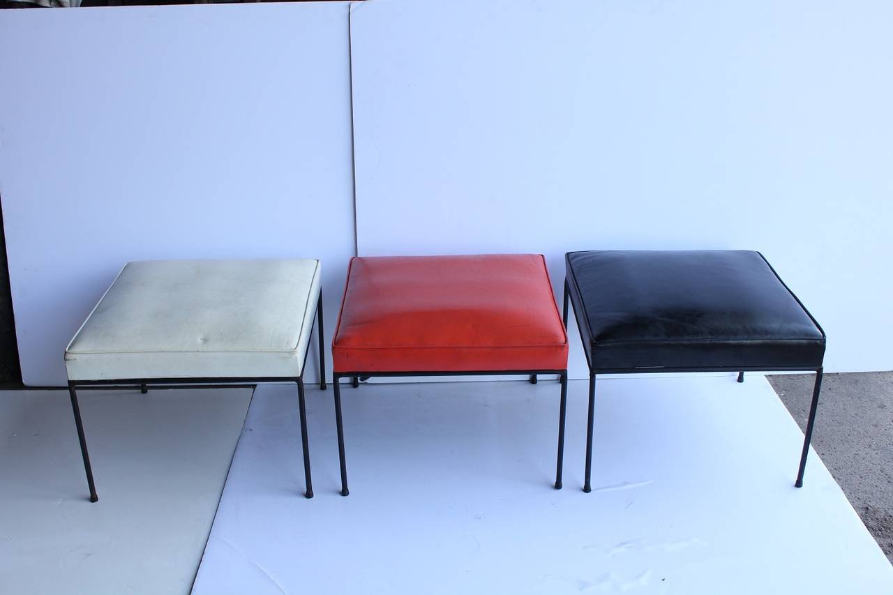 Original 1950s Paul McCobb Wrought Iron Base Benches