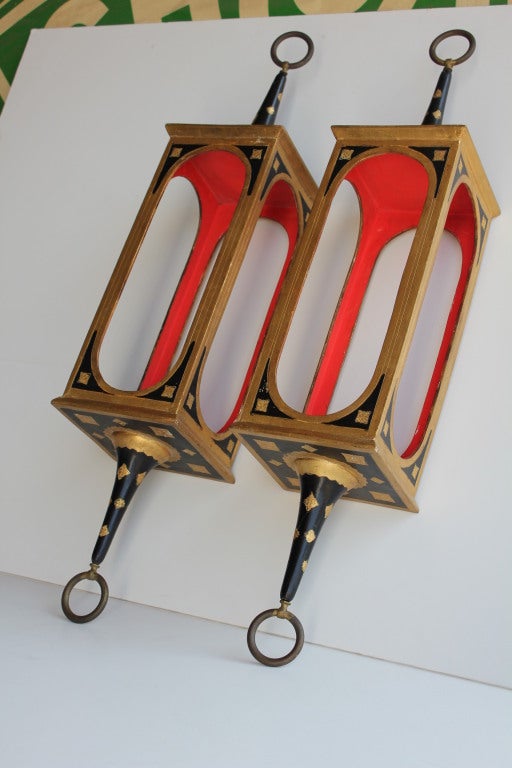 Mid Century Italian Wooden Lanterns/ Curios