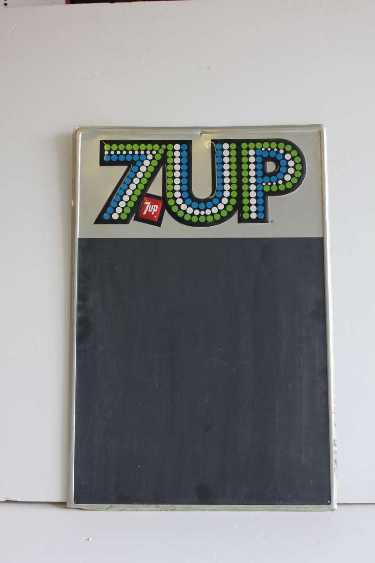 Original American 1970's advertising chalkboard for 7UP.