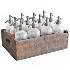 American Seltzer Bottles w/Wooden Crate