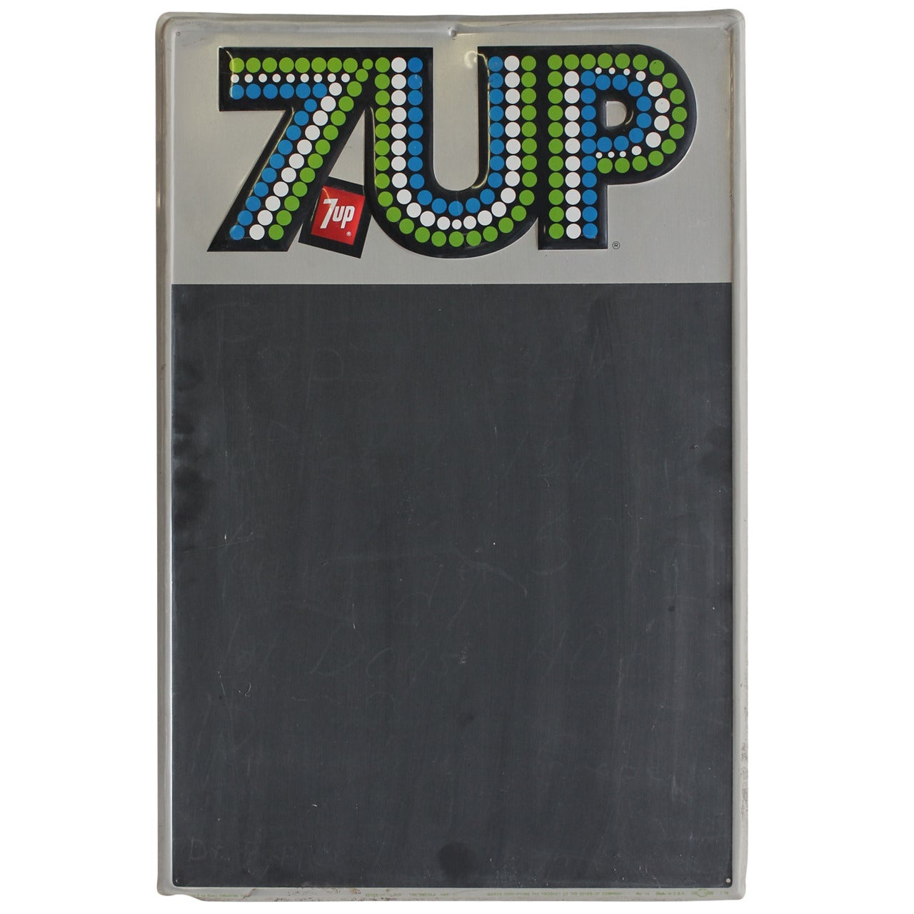 1970's Advertising Chalkboard for 7UP For Sale