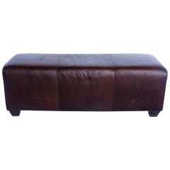 Vintage Rustic Leather Long Bench