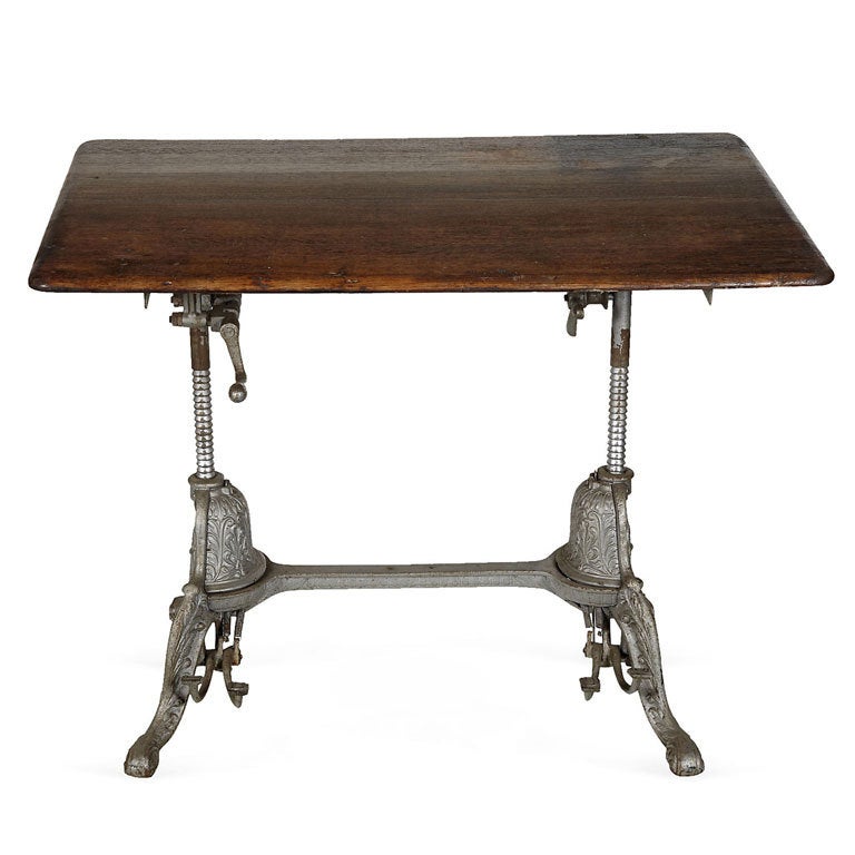 Antique Decorative Cast Iorn Base Table For Sale
