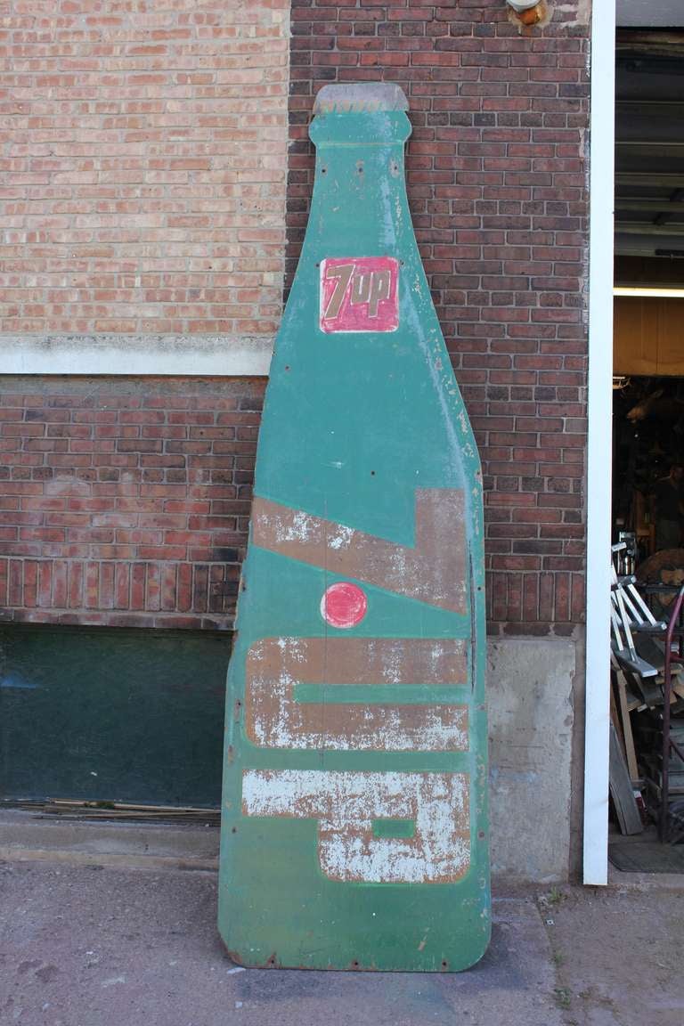 12 Foot Tall Masonite 7 UP Bottle Sign