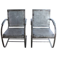1930s American Metal Garden Lounge Chairs