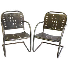 Mid-Century Garden Metal Lounge Chairs