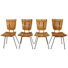 Mid Century Wood Slat Dining Chairs By Arthur Umanoff 9