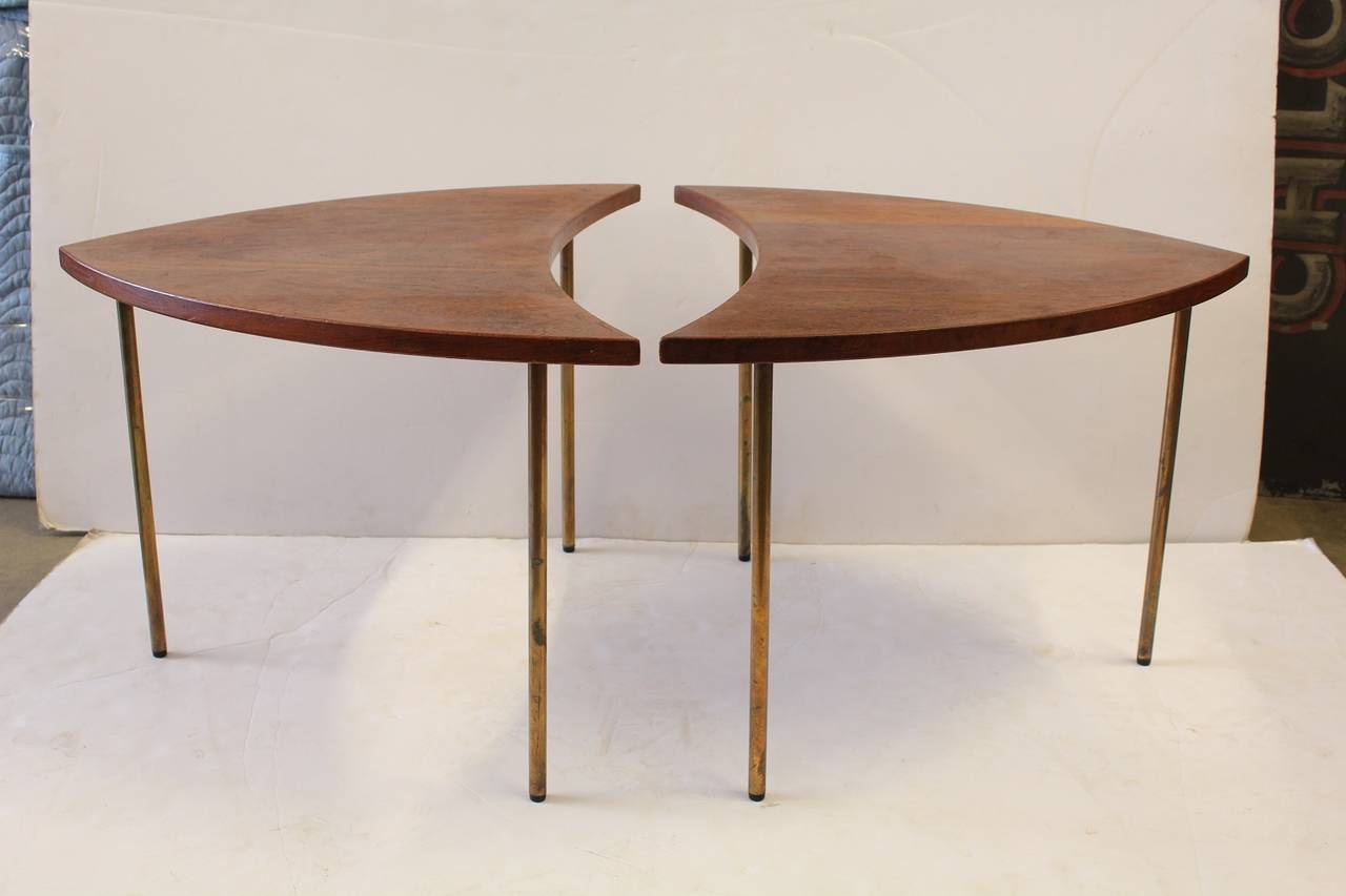 Rare Mid-Century Danish side tables by Peter Hvidt for John Stewart. They are signed.