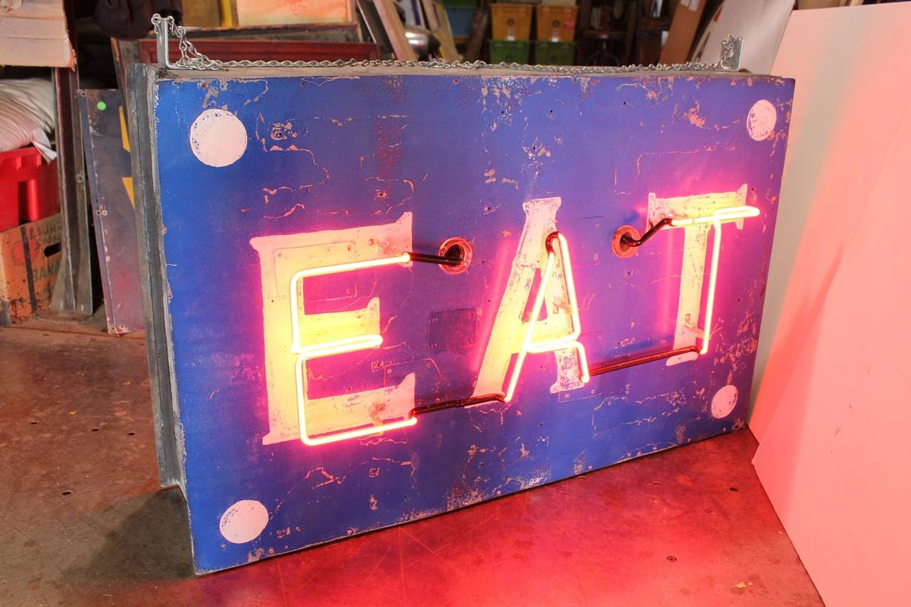 1930's Double Sided EAT Neon Sign. New transformer and new wiring.