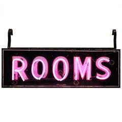Vintage 1950's Original Double Sided Neon Rooms Sign