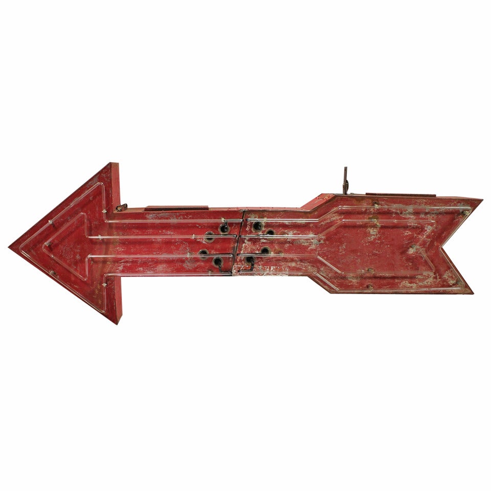 Large 1930s Double-Sided Light Up Arrow Sign